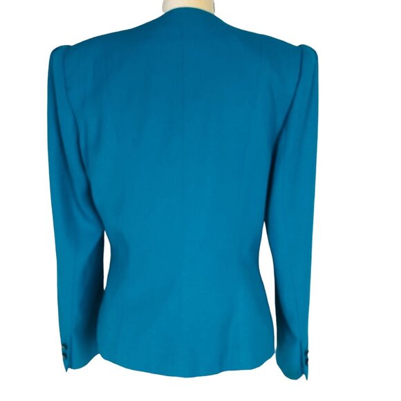 Kasper For ASL Vintage Suit Jacket Blazer Size 10 1980s Double Breasted Blue - Picture 4 of 16